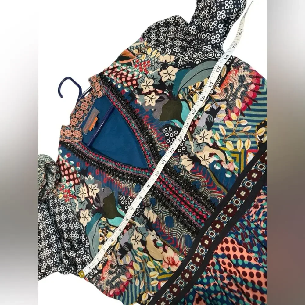 Anthropologie Bhanuni by Jyoti Onyx Top Vibrant Pattern‎ Geo Exotic- Medium - Picture 4 of 9